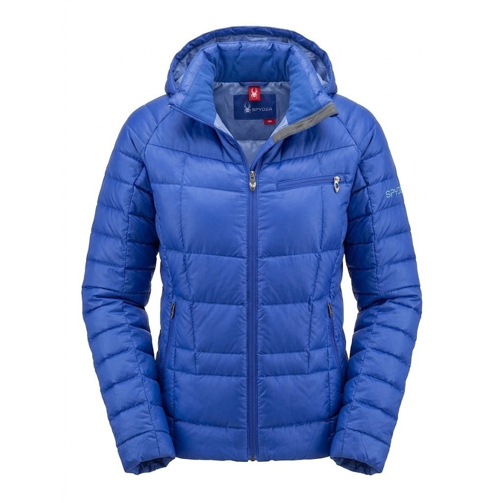 Spyder Puffer Jacket Women Medium Blue Quilted Coat Gorpcore Winter Outerwear